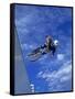 Bmx Cyclist Flys over the Vert-null-Framed Stretched Canvas