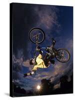 Bmx Cyclist Flys over the Vert-null-Stretched Canvas