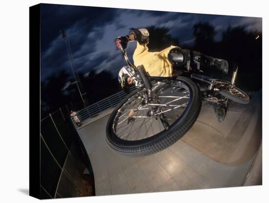 Bmx Cyclist Flys over the Vert-null-Stretched Canvas