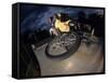 Bmx Cyclist Flys over the Vert-null-Framed Stretched Canvas