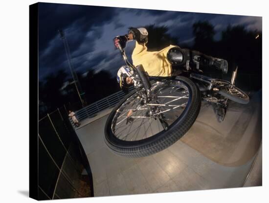 Bmx Cyclist Flys over the Vert-null-Stretched Canvas