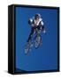 Bmx Cyclist Flys over the Vert-null-Framed Stretched Canvas
