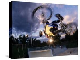 Bmx Cyclist Flys over the Vert-null-Stretched Canvas