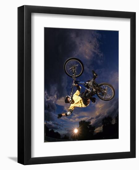 Bmx Cyclist Flys over the Vert-null-Framed Premium Photographic Print