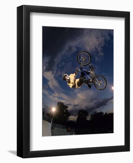 Bmx Cyclist Flys over the Vert-null-Framed Premium Photographic Print