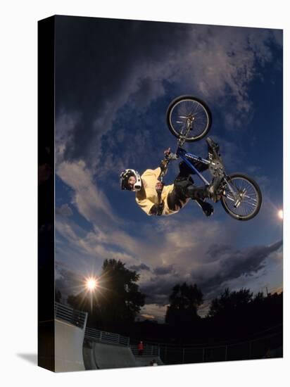 Bmx Cyclist Flys over the Vert-null-Stretched Canvas
