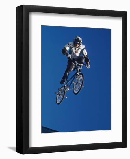 Bmx Cyclist Flys over the Vert-null-Framed Premium Photographic Print