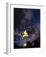 Bmx Cyclist Flys over the Vert-null-Framed Photographic Print