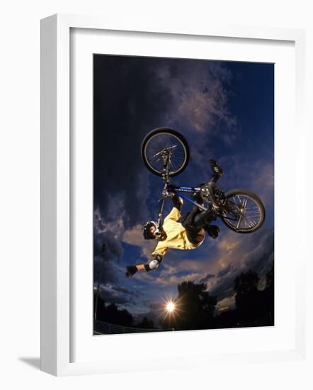 Bmx Cyclist Flys over the Vert-null-Framed Photographic Print