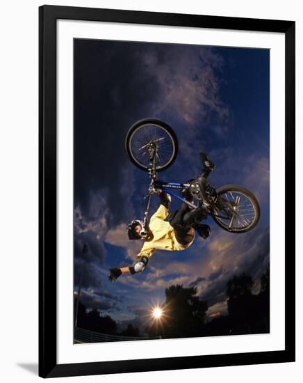 Bmx Cyclist Flys over the Vert-null-Framed Photographic Print