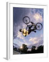 Bmx Cyclist Flys over the Vert-null-Framed Photographic Print