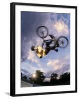 Bmx Cyclist Flys over the Vert-null-Framed Photographic Print