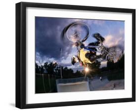 Bmx Cyclist Flys over the Vert-null-Framed Photographic Print