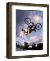 Bmx Cyclist Flys over the Vert-null-Framed Photographic Print