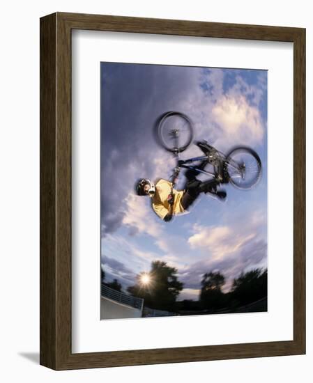 Bmx Cyclist Flys over the Vert-null-Framed Photographic Print