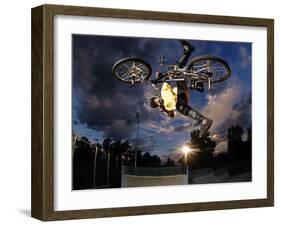 Bmx Cyclist Flys over the Vert-null-Framed Photographic Print