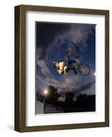 Bmx Cyclist Flys over the Vert-null-Framed Photographic Print