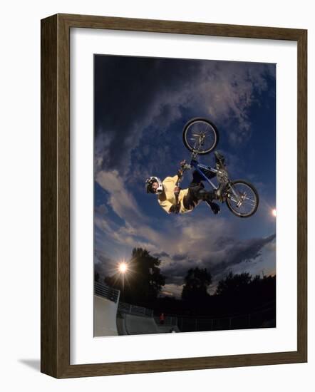 Bmx Cyclist Flys over the Vert-null-Framed Photographic Print