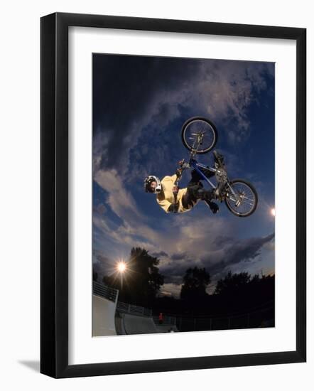 Bmx Cyclist Flys over the Vert-null-Framed Photographic Print