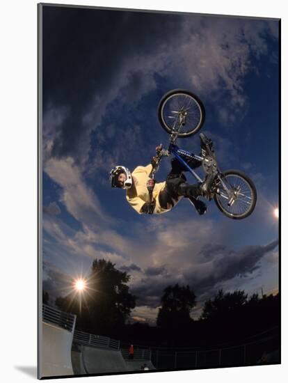 Bmx Cyclist Flys over the Vert-null-Mounted Photographic Print