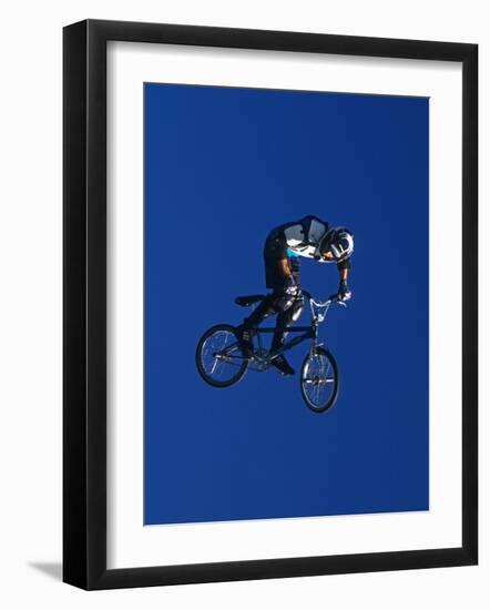 Bmx Cyclist Flys over the Vert-null-Framed Photographic Print