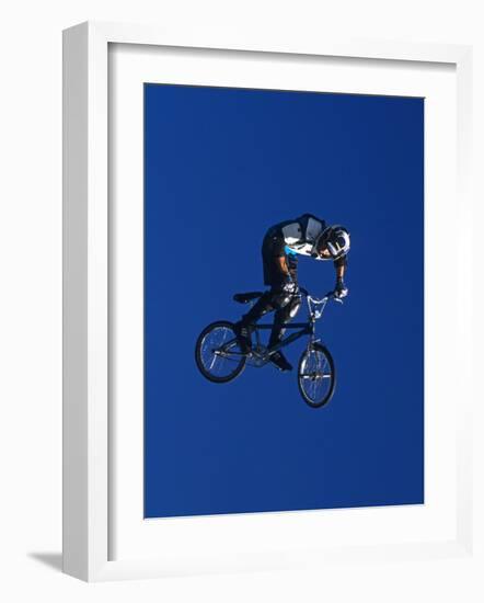 Bmx Cyclist Flys over the Vert-null-Framed Photographic Print