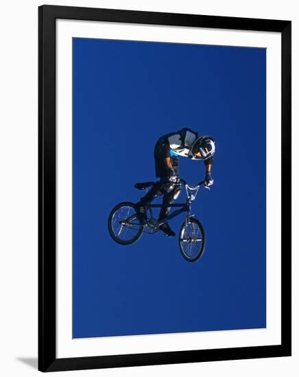 Bmx Cyclist Flys over the Vert-null-Framed Photographic Print