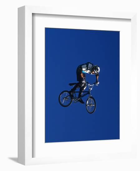 Bmx Cyclist Flys over the Vert-null-Framed Photographic Print