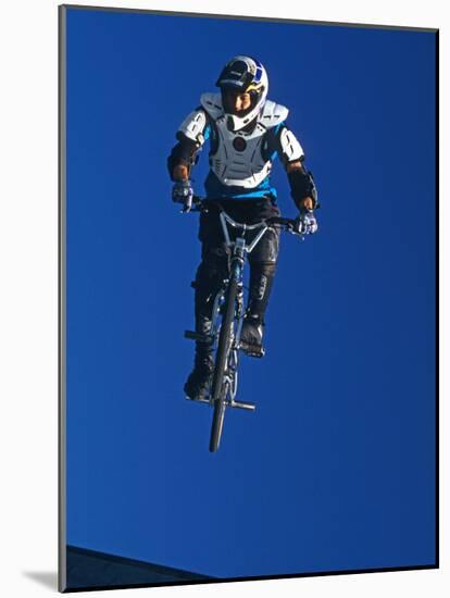 Bmx Cyclist Flys over the Vert-null-Mounted Photographic Print