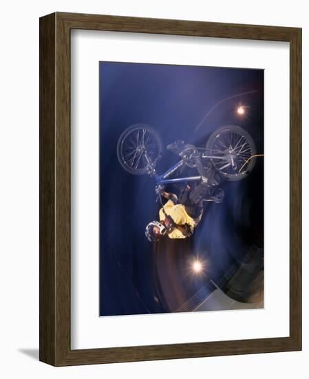 Bmx Cyclist Flys over the Vert-null-Framed Photographic Print