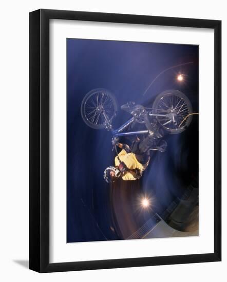 Bmx Cyclist Flys over the Vert-null-Framed Photographic Print