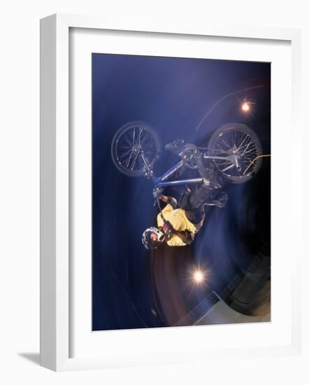 Bmx Cyclist Flys over the Vert-null-Framed Photographic Print