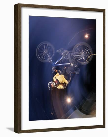 Bmx Cyclist Flys over the Vert-null-Framed Photographic Print