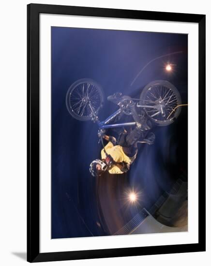 Bmx Cyclist Flys over the Vert-null-Framed Photographic Print