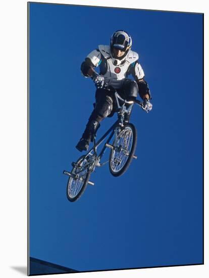 Bmx Cyclist Flys over the Vert-null-Mounted Photographic Print