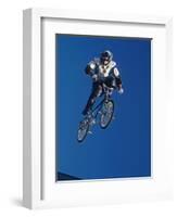 Bmx Cyclist Flys over the Vert-null-Framed Photographic Print