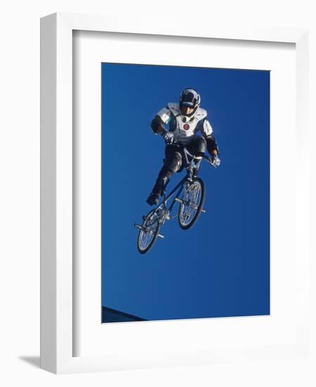 Bmx Cyclist Flys over the Vert-null-Framed Photographic Print