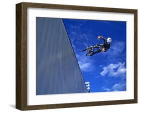 Bmx Cyclist Flys over the Vert-null-Framed Photographic Print