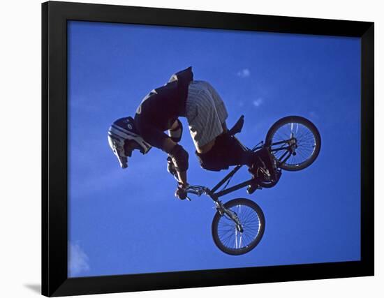 Bmx Cyclist Flys over the Vert-null-Framed Photographic Print