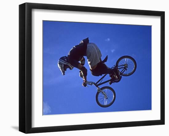 Bmx Cyclist Flys over the Vert-null-Framed Photographic Print