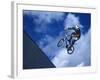 Bmx Cyclist Flys over the Vert-null-Framed Photographic Print