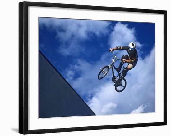 Bmx Cyclist Flys over the Vert-null-Framed Photographic Print