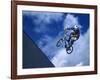 Bmx Cyclist Flys over the Vert-null-Framed Photographic Print