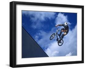 Bmx Cyclist Flys over the Vert-null-Framed Photographic Print