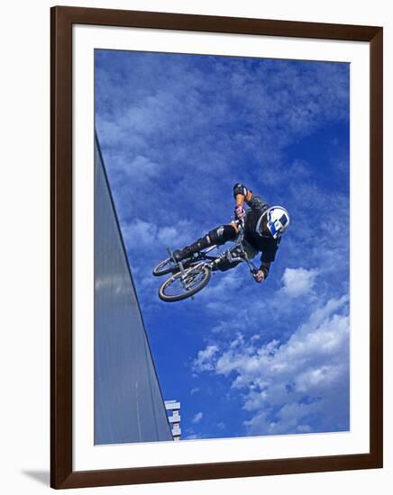 Bmx Cyclist Flys over the Vert-null-Framed Photographic Print