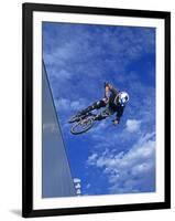 Bmx Cyclist Flys over the Vert-null-Framed Photographic Print