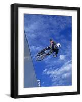 Bmx Cyclist Flys over the Vert-null-Framed Photographic Print