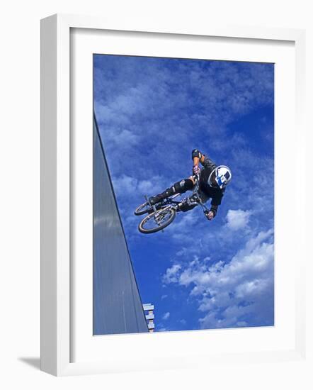 Bmx Cyclist Flys over the Vert-null-Framed Photographic Print