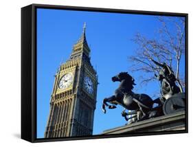 Boadicea (Boudicca) and Big Ben, London, England, United Kingdom-Ethel Davies-Framed Stretched Canvas