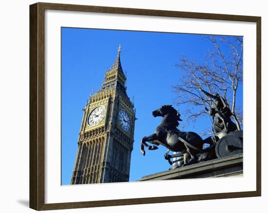 Boadicea (Boudicca) and Big Ben, London, England, United Kingdom-Ethel Davies-Framed Photographic Print